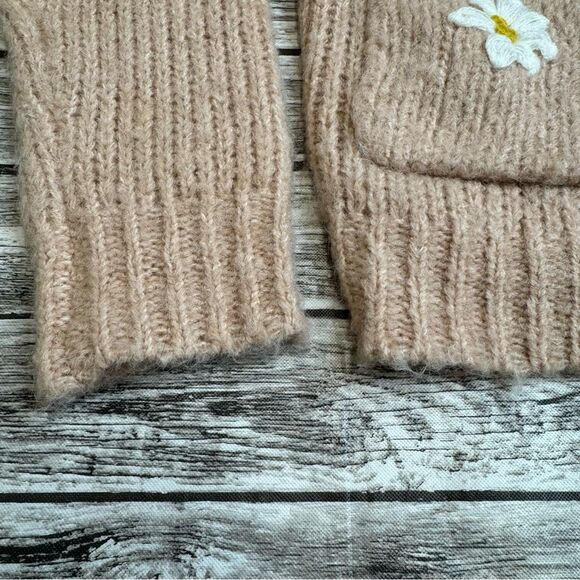 Cliche Floral Embroidered Button Cardigan Wool Blend Peach Small Cozy - Picture 8 of 13